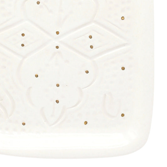 Tray – Relief white & gold (24 × 14 × 3 cm)