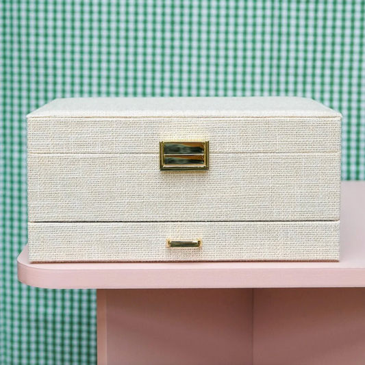 Linen-effect jewelry box - Beige