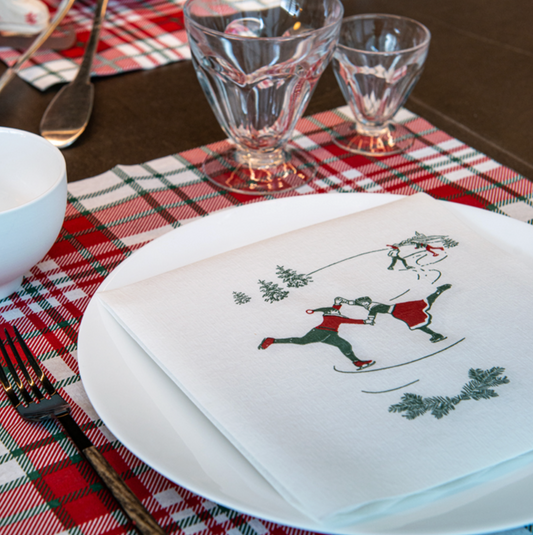 Servetten - Schaatsende mannetjes - 40x40