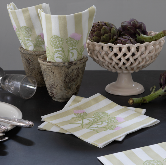 Servetten - Strepen met artisjokken - 40x40