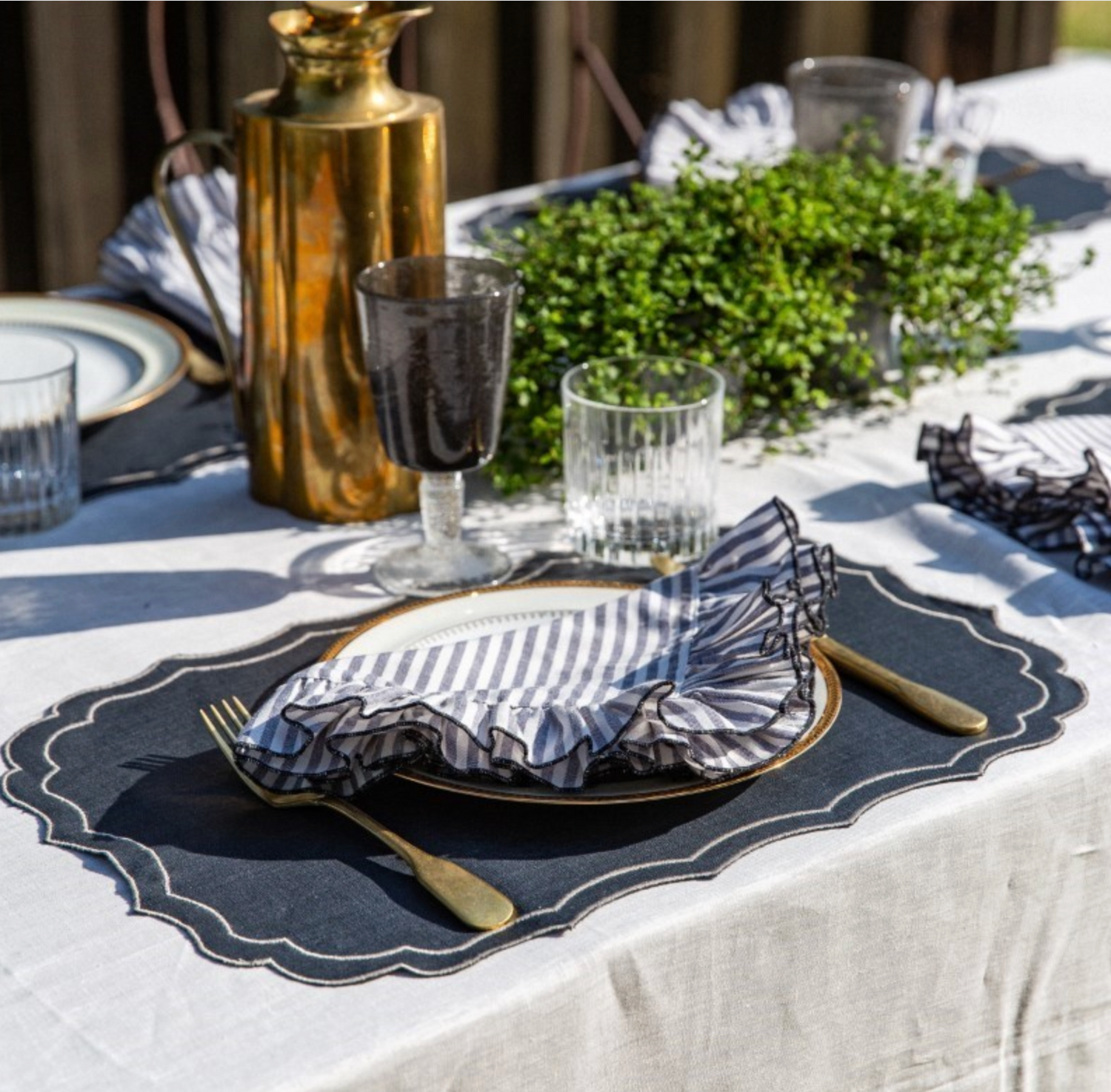 Vlekwerende Linnen Placemat – 50x35 cm - Donkerblauw