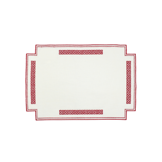 Erica linnen placemat – Vlekbestendig – Wit met rood