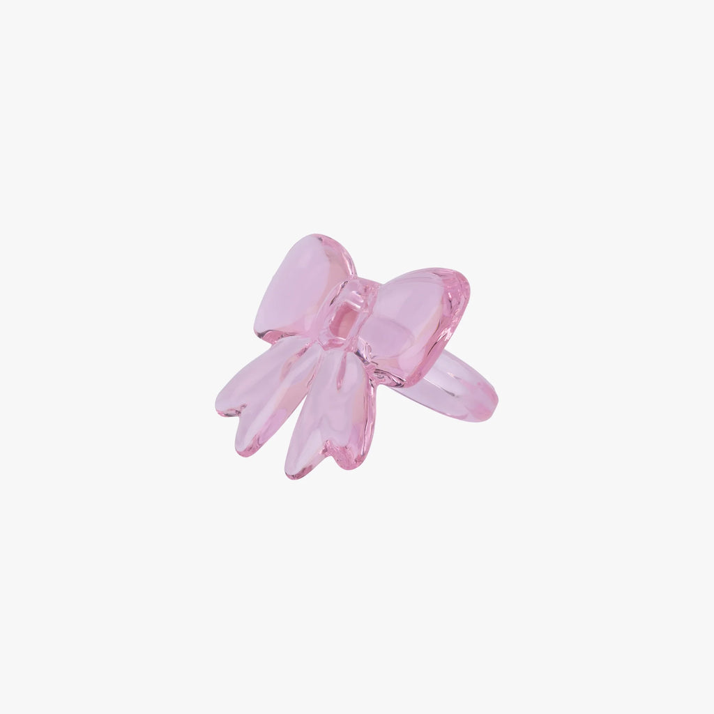 Glass napkin rings with bows (Pink) - set of 4