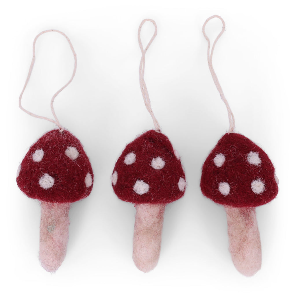 Kerstornamentje - Rode paddenstoelen, set van 3