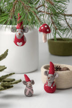 Kerstornamentje - Rode paddenstoelen, set van 3
