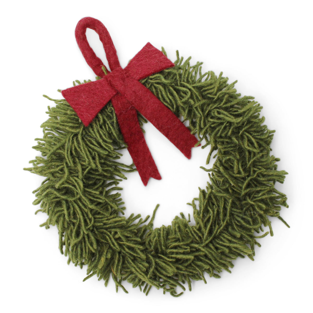 Kleine kerstkrans met rode strik