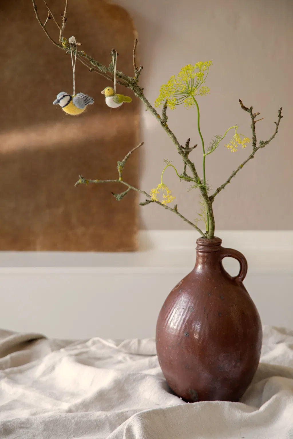 Decoratie Vogel – Geel/Blauw