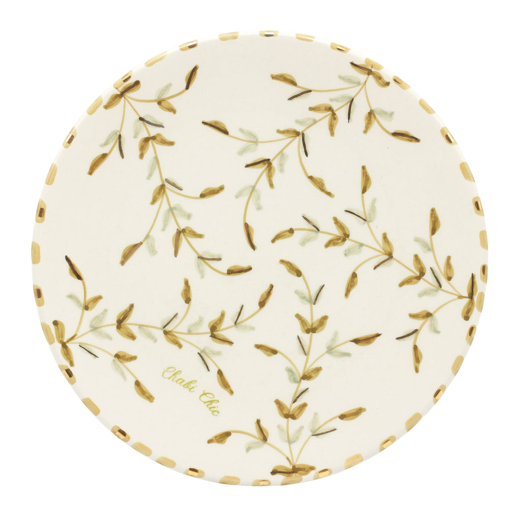 Keramisch Bord "Gouden blaadjes" -  Ø 26 cm