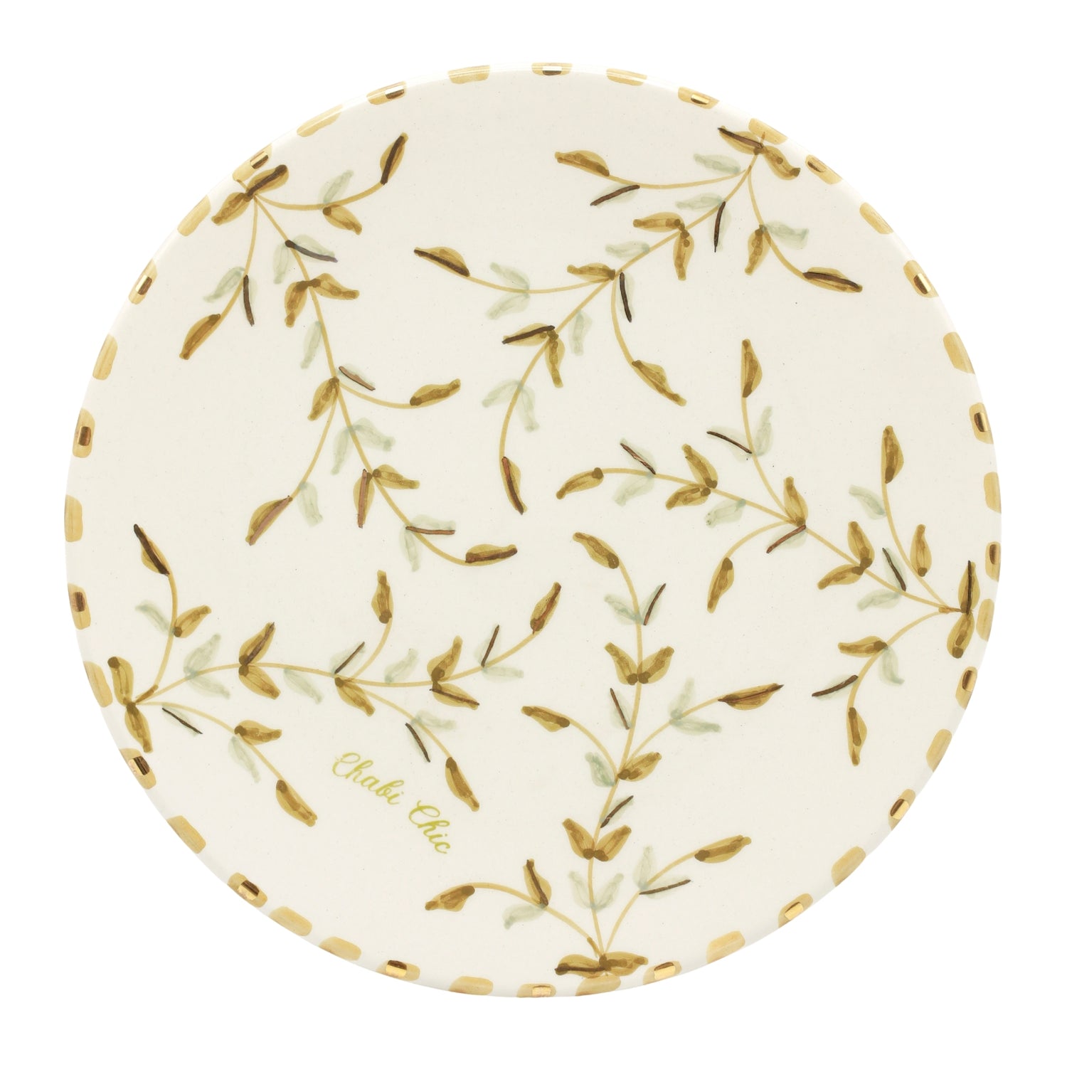 Keramisch Bord "Gouden blaadjes" -  Ø 26 cm