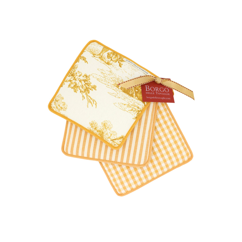 Set van 3 pannenlappen - Geel