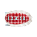 Grote platte Likio haarklem Berry Plaid, rood geruit met witte kanten rand