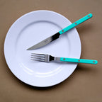 Bistrot bestekset 4-delig in turkoois detail