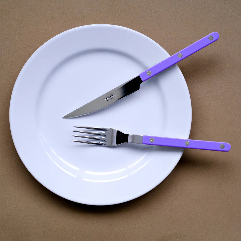 Bistrot bestekset 4-delig in mauve detail