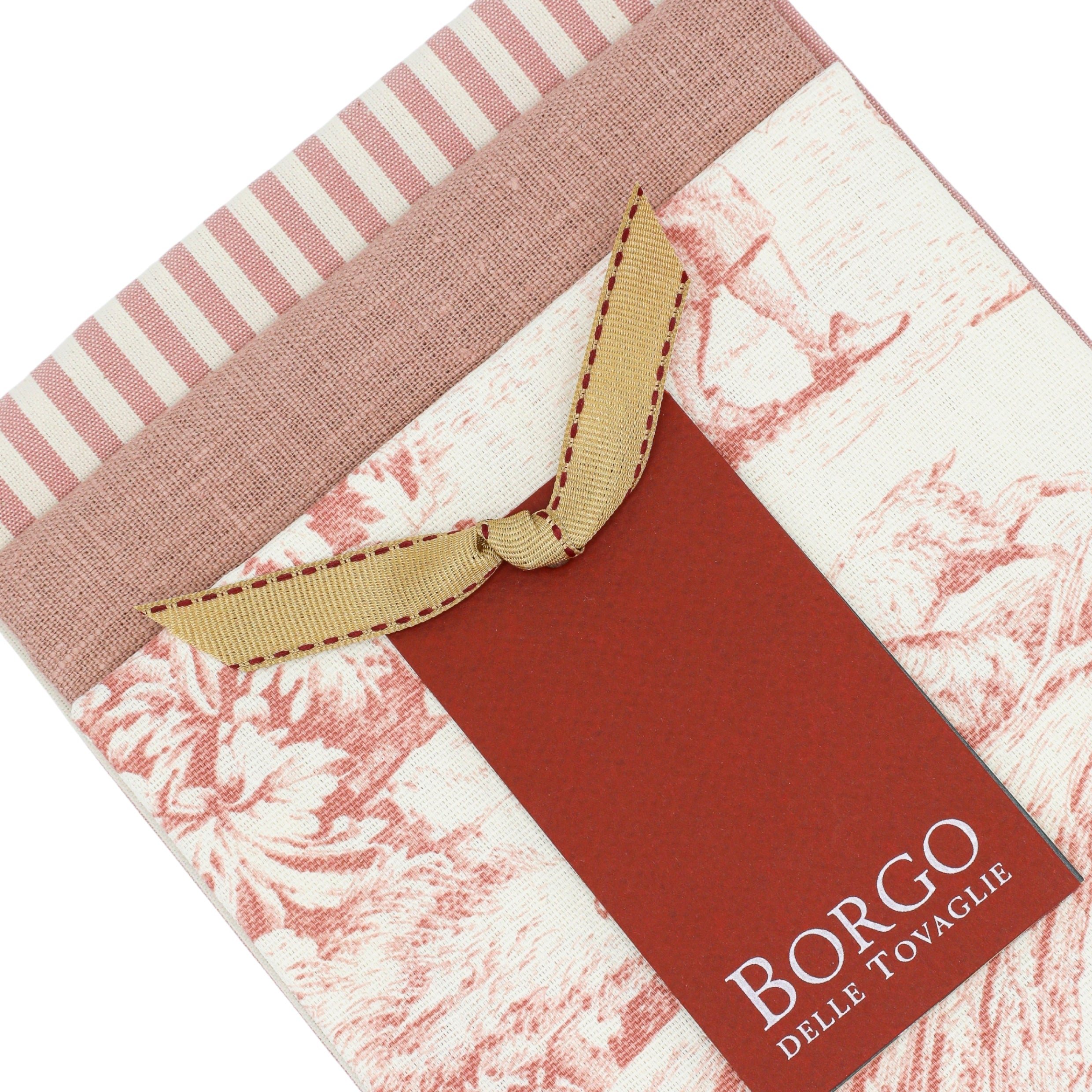 Set of 3 Kitchen Towels – Linen & Cotton – Pink