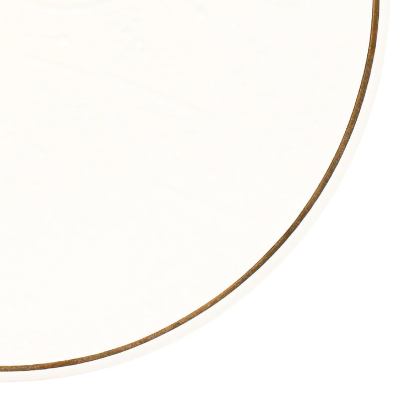 Ceramic Plate – White Relief with Gold - Ø 26