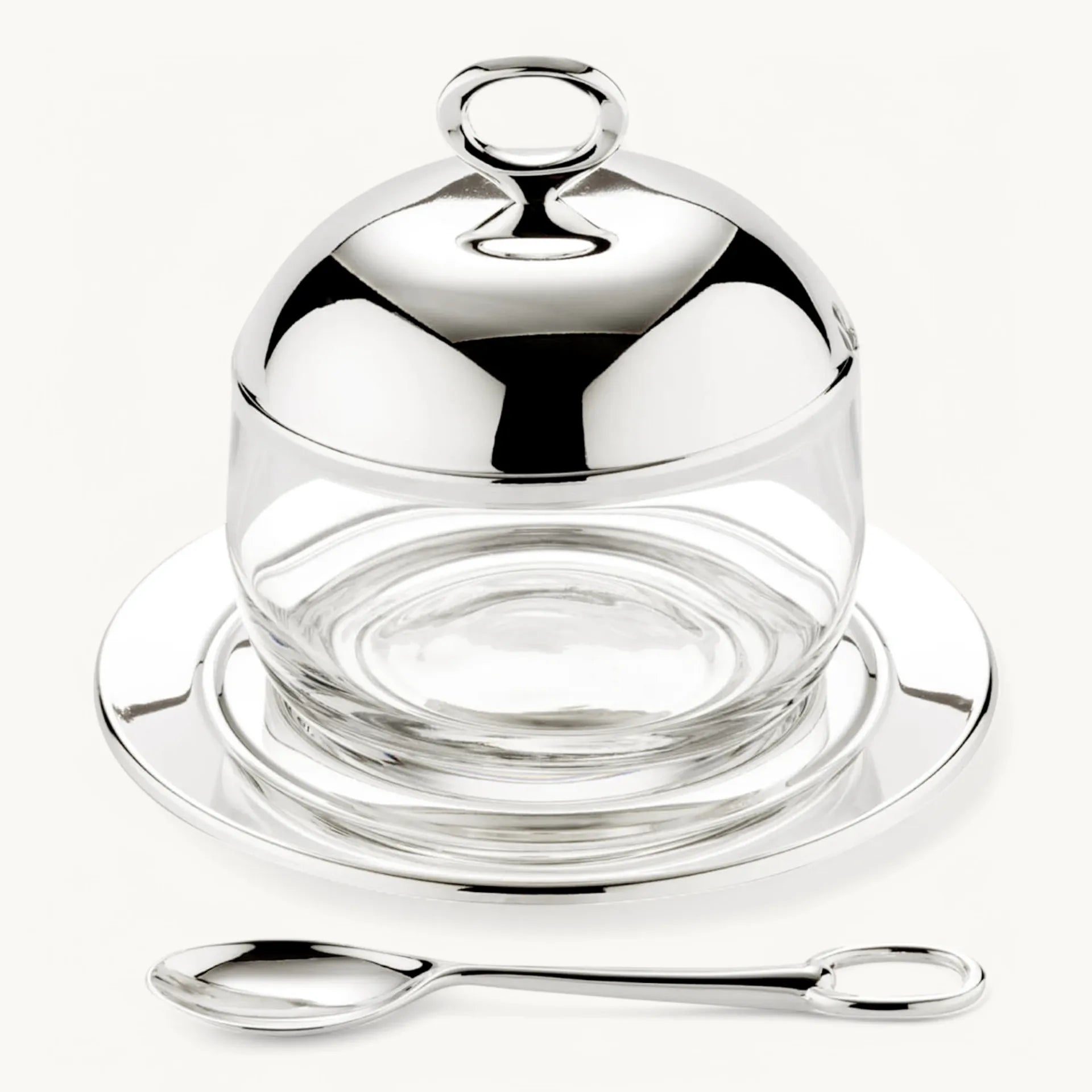 Confituurpot met onderzetter en lepeltje