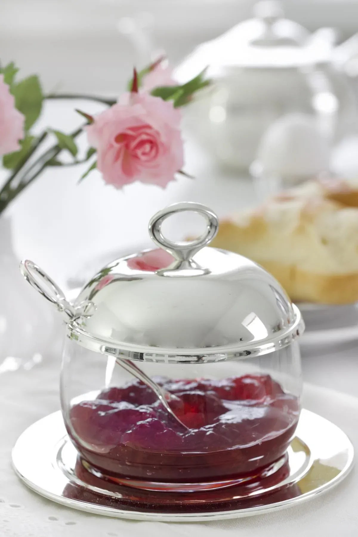 Confituurpot met onderzetter en lepeltje