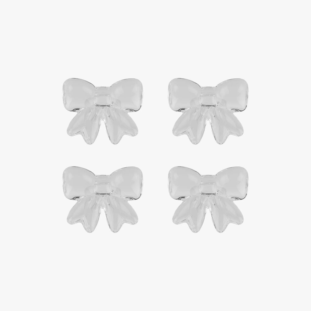 Glass napkin rings with bows - set of 4