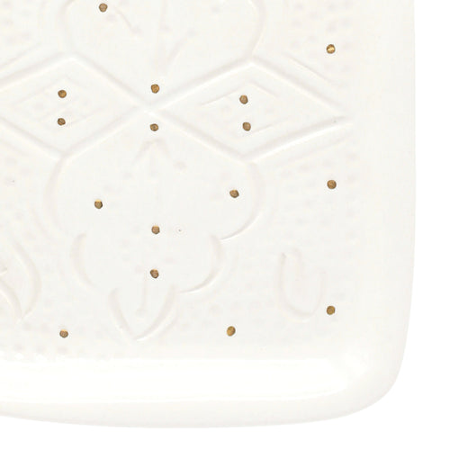 Tray – Relief white & gold (24 × 14 × 3 cm)