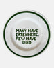 'Many have eaten here, few have died' bord — ø27cm