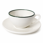 Koffietas met bordje – Groen randje – Ø 10 x 7,5 cm