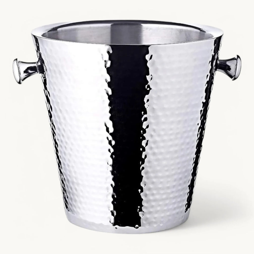 Capri Wijnkoeler met Standaard – Gehamerd RVS – Ø 22 x H 85 cm