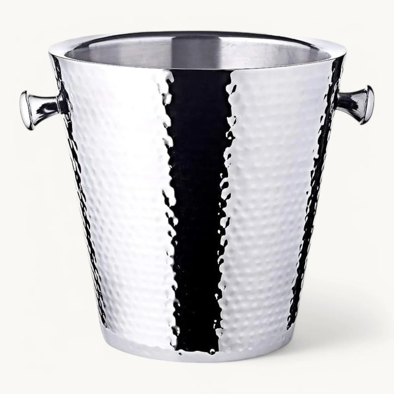 Capri Wijnkoeler met Standaard – Gehamerd RVS – Ø 22 x H 85 cm
