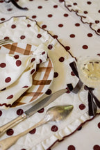 Tafellaken Paulette Brown met bruine polkadots