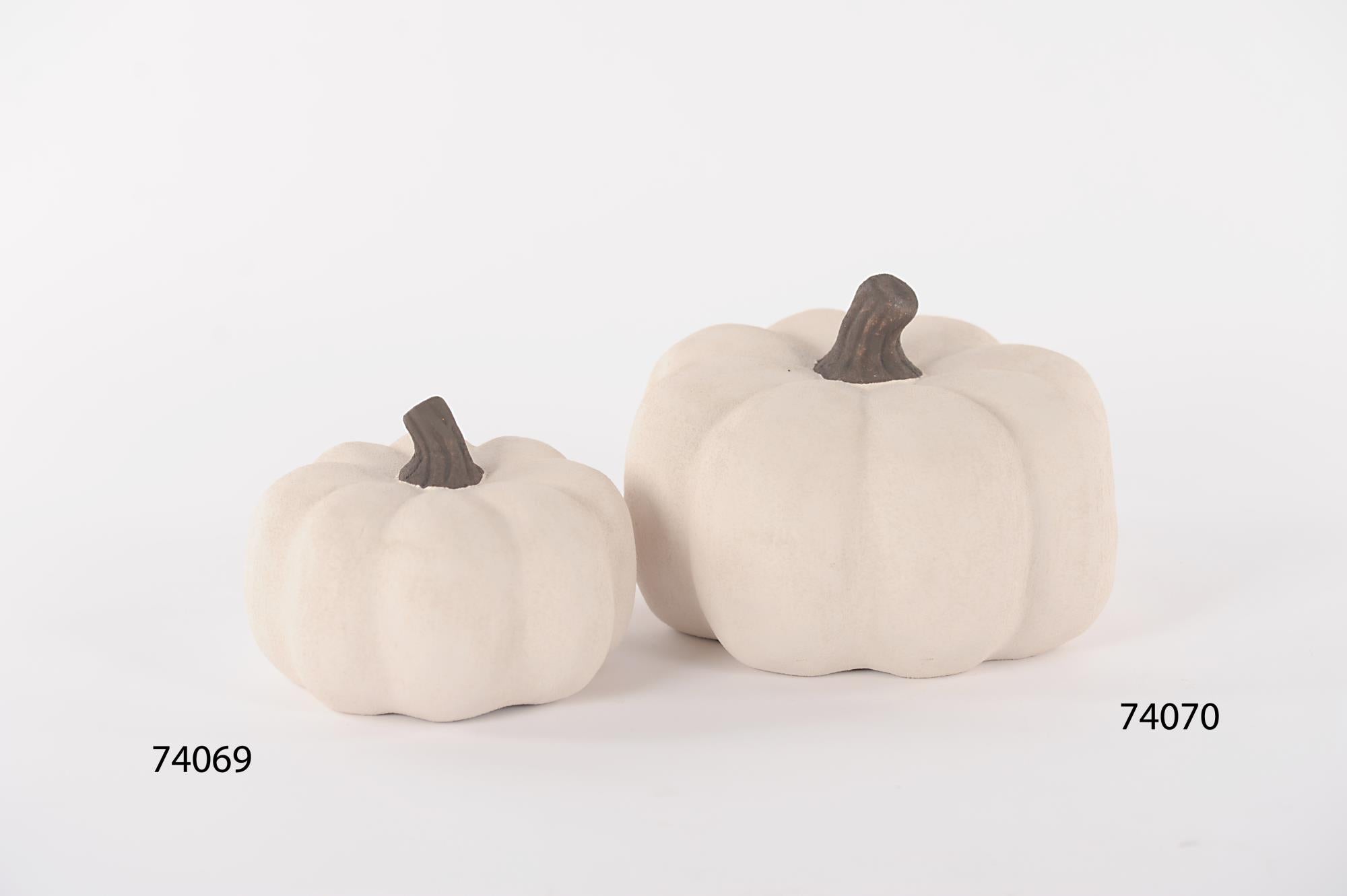 Decoratieve Pompoen Keramiek - Wit - Ø15 x H11 cm