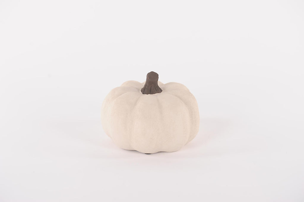 Decoratieve Pompoen Keramiek - Wit - Ø15 x H11 cm