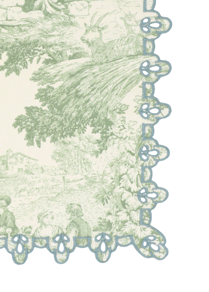 Vlekwerende Katoenen Placemat – 50x35 cm - Toile de Jouy met broderie