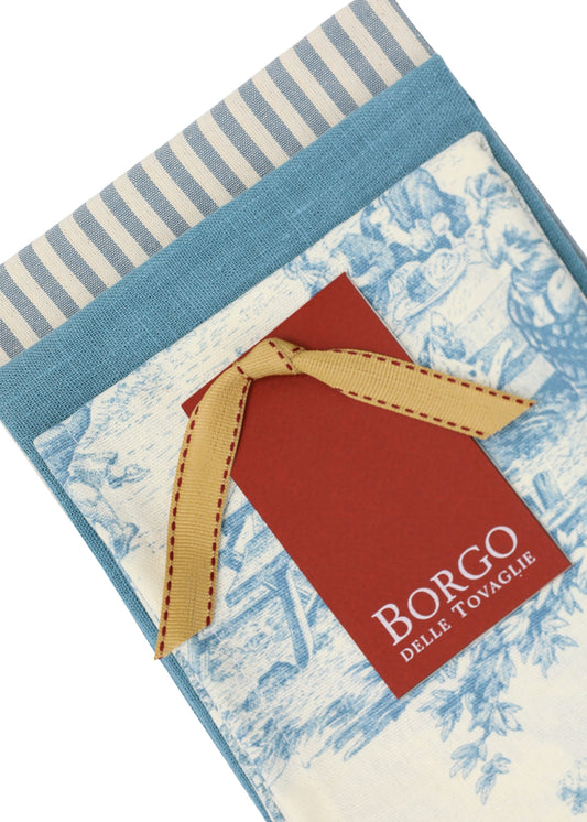 Set van 3 Keukendoeken – Linnen & Katoen - Blauw