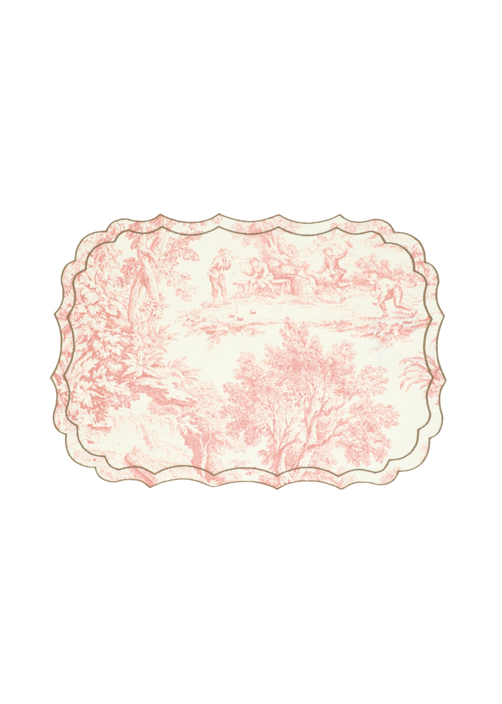 Vlekwerende Katoenen Placemat – 50x35 cm - Roze Toile De Jouy