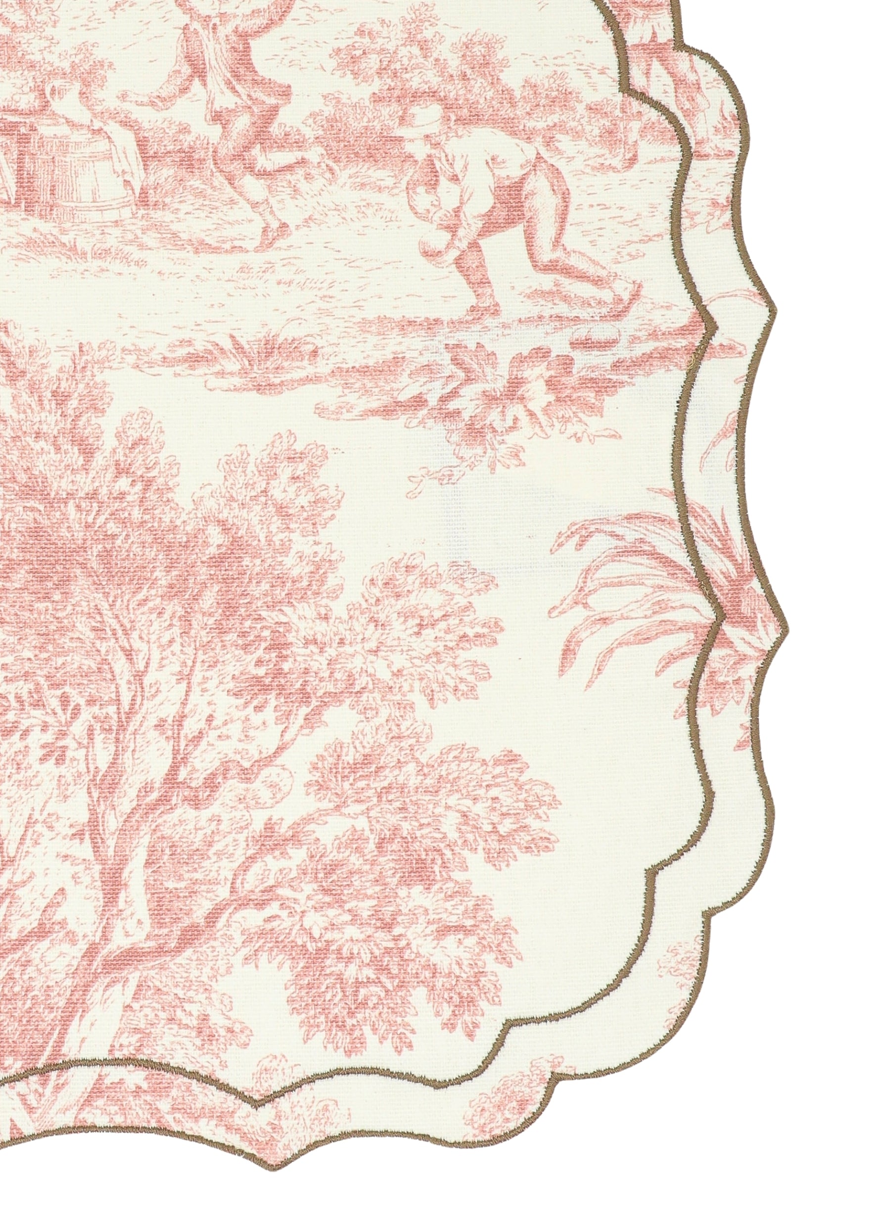 Vlekwerende Katoenen Placemat – 50x35 cm - Roze Toile De Jouy