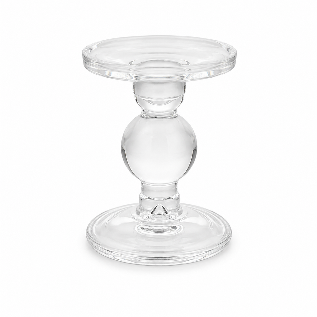 Glazen Kaarsenhouder op Voet - Ø9 x H10,5 cm