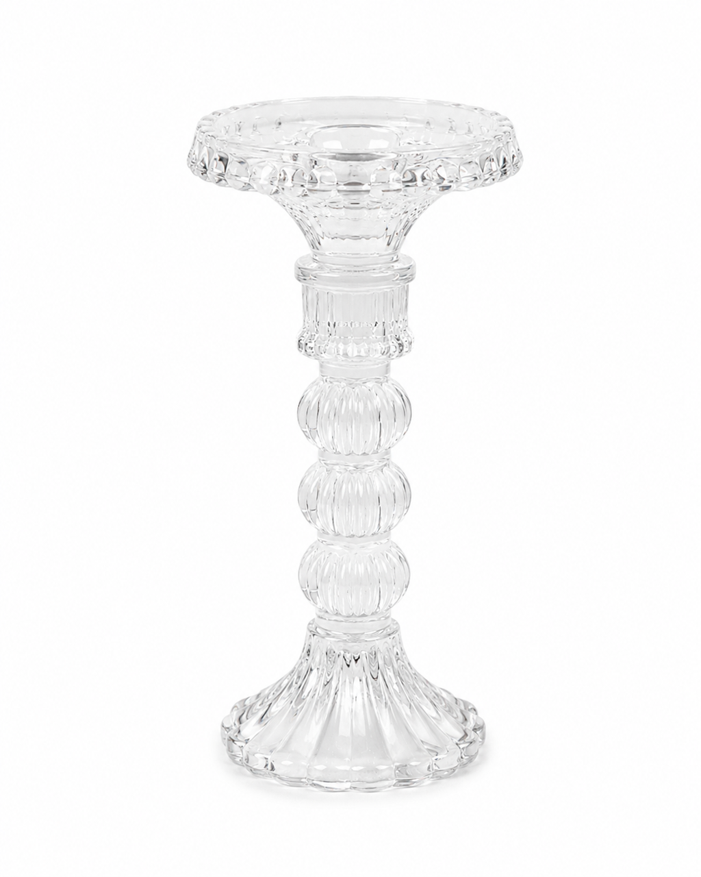 Glazen Kandelaar voor Tafelkaars, Bolkaars of Kaars - Ø9,4 x H19 cm