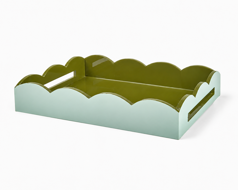 Scalloped Dienblad – Eau de Nil / Khaki