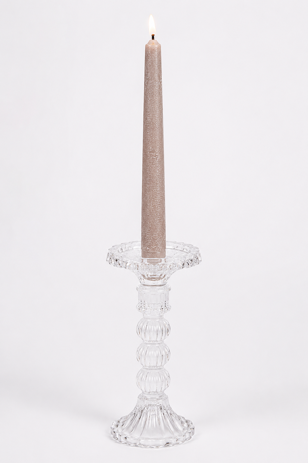 Glazen Kandelaar voor Tafelkaars, Bolkaars of Kaars - Ø9,4 x H19 cm