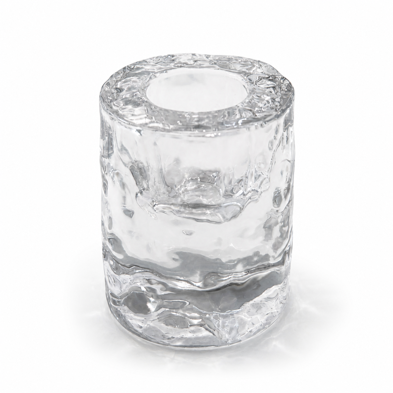 Bumpy Glazen Tafelkandelaar en Theelichthouder - Ø5,8 x H8 cm