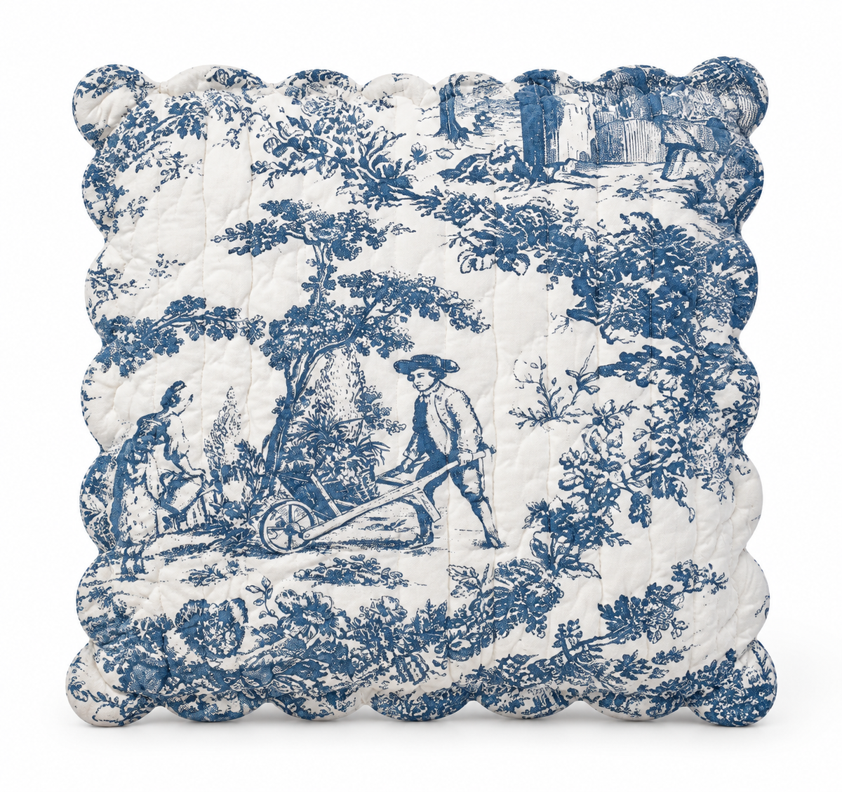 Gewatteerde kussensloop Toile de Jouy 60 x 60