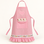 Children's apron with piglets – pink striped