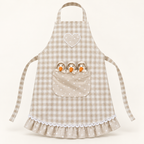 Kinderschortje met gansjes – beige geruit