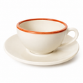 Koffietas met bordje – Oranje randje – Ø 10 x 7,5 cm