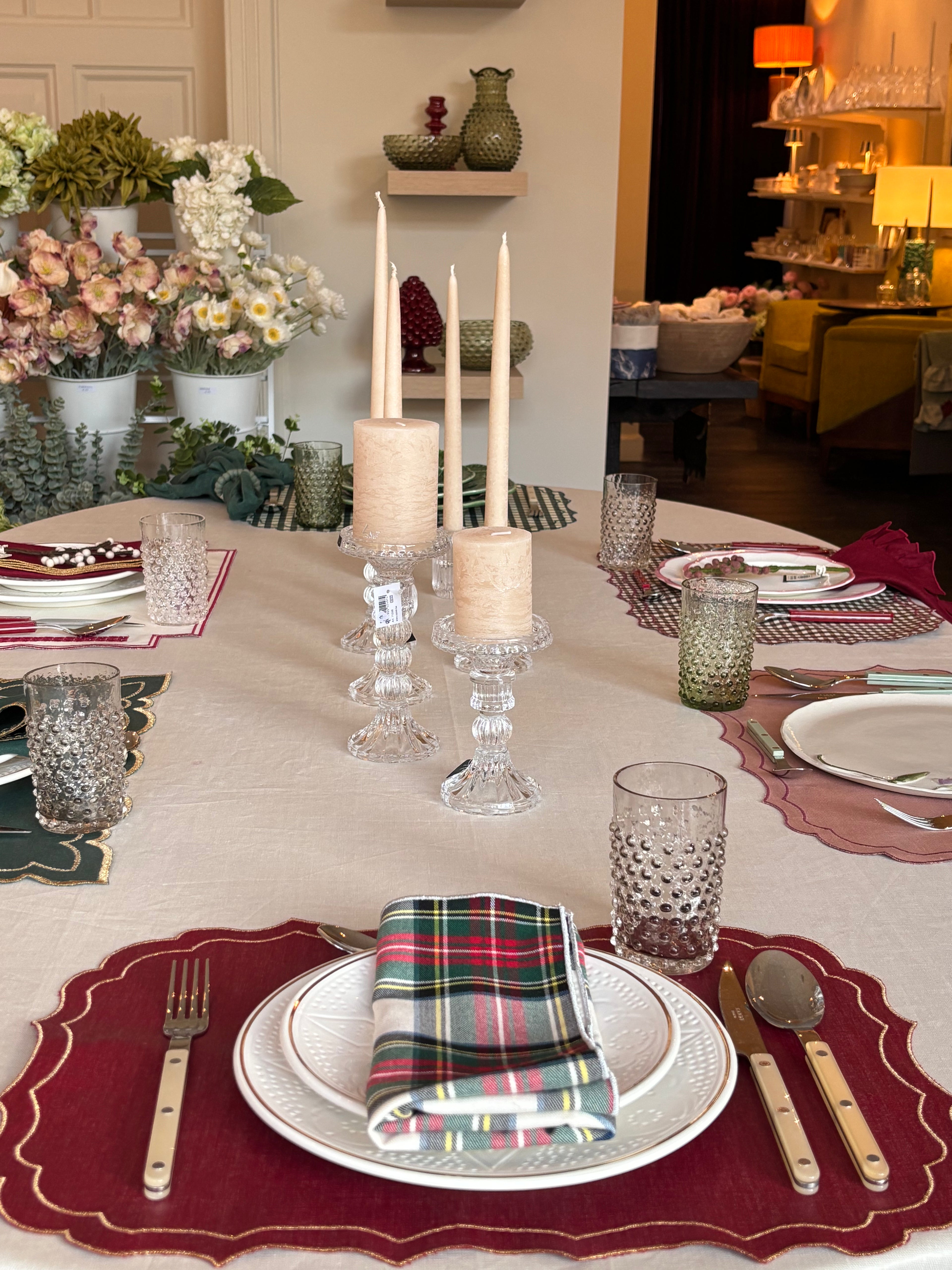Vlekwerende Linnen Placemat – 50x35 cm - Kerstrood met gouden randje