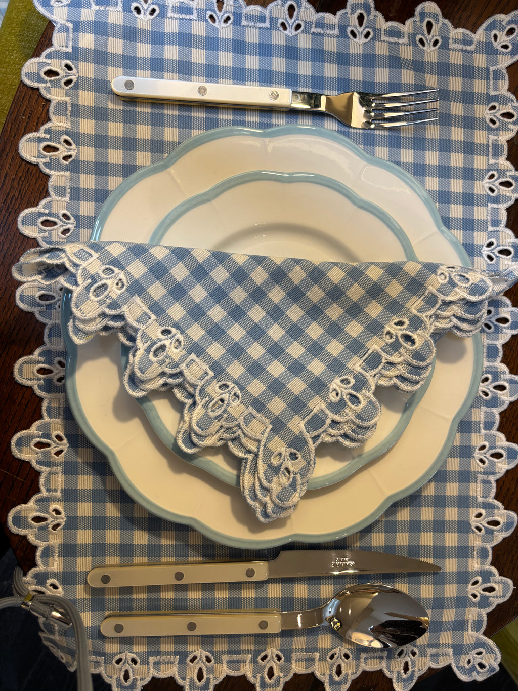 Amalfi Vlekwerende Linnen Placemat 50 x 35 - Vichy Blauw