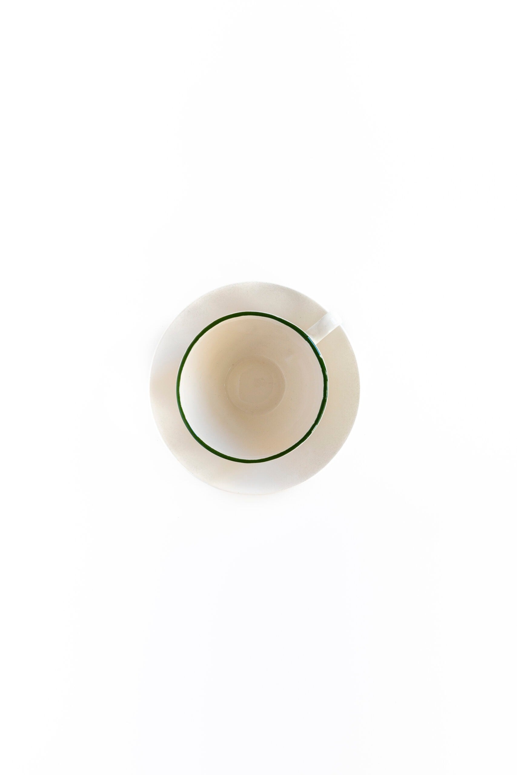 Koffietas met bordje – Groen randje – Ø 10 x 7,5 cm