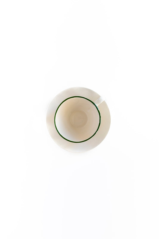 Koffietas met bordje – Groen randje – Ø 10 x 7,5 cm