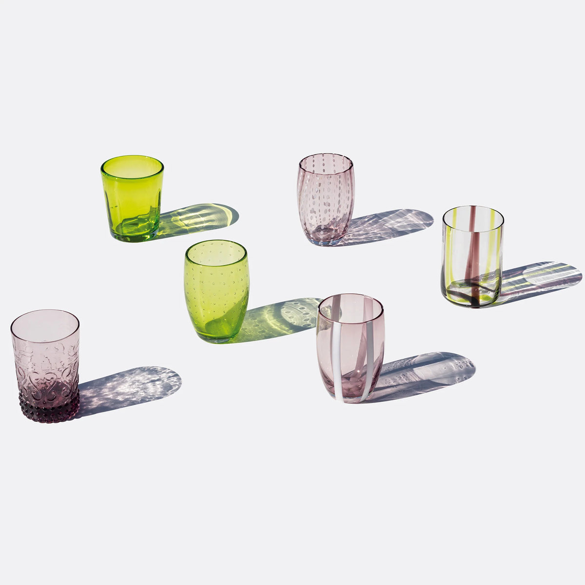 Melting Pod Groen & Amethist set van 6 glazen