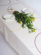 Tablecloth - Off-white colored circles - 150 x 240 cm