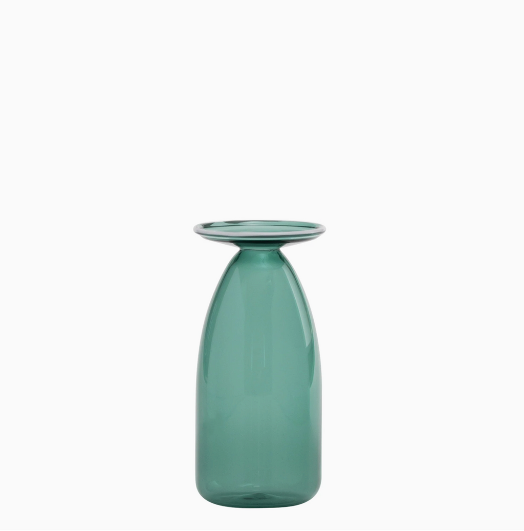 Un Fiore - Glazen Vaasje met Open Rand – Groen – 22 cl
